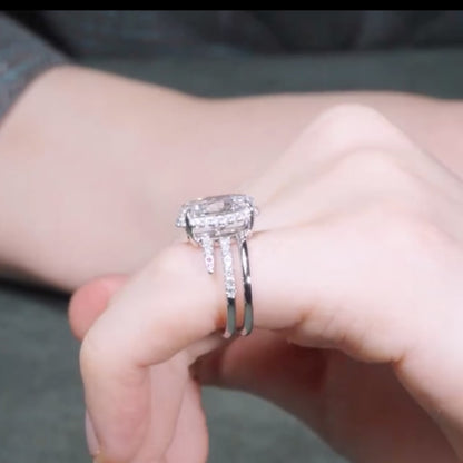 Oval Cut Moissanite Engagement Ring Unique White Gold Wedding Ring