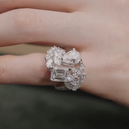 4.00 TCW Pear And Emerald Moissanite Engagement Ring Bridal Unique White Gold Wedding Ring