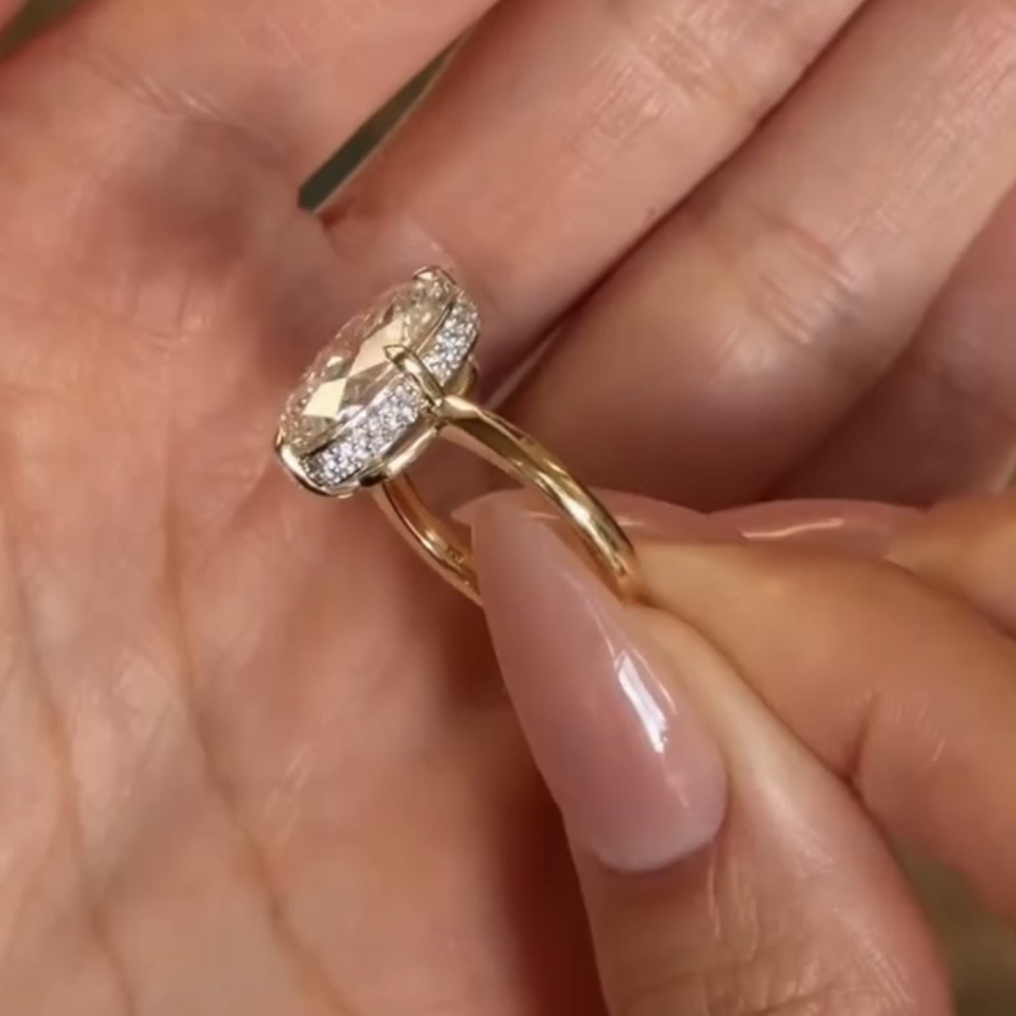 oval cut moissanite engagement ring hidden halo gold solitaire ring