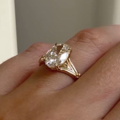 Oval Cut Lab Grown Engagement Ring Solid Gold Solitaire Wedding Ring