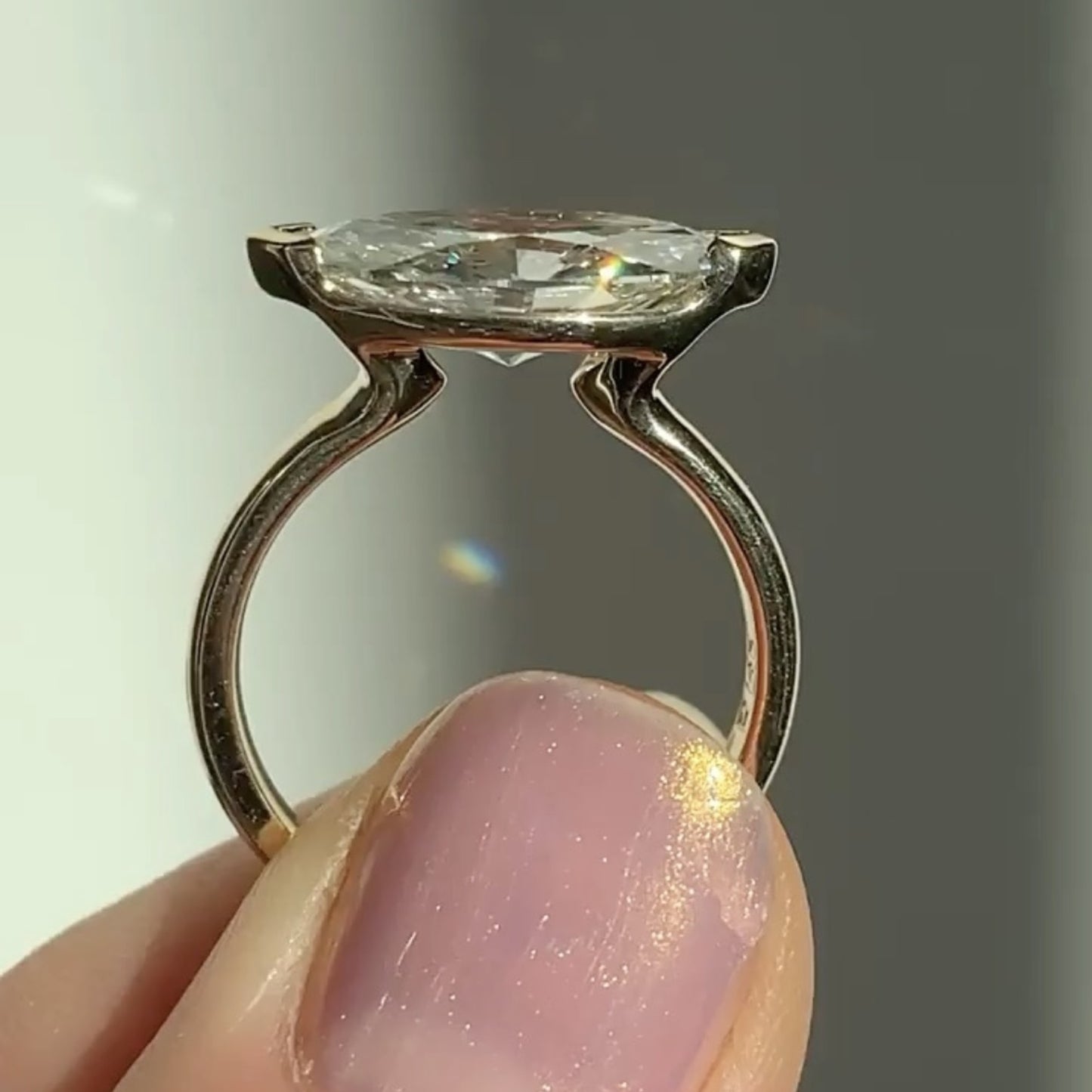 marquise east west lab grown engagement ring v prong wedding ring