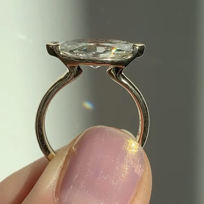 Marquise East West Lab Grown Engagement Ring V Prong Wedding Ring