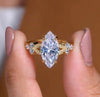 Vintage Lab Grown Marquise Cut Diamond Ring with Elegant Floral Inspired Detailing and Timeless Sparkling Statement Design