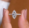 Elegant Marquise Cut Solitaire Lab Grown Diamond Engagement Ring with Sparkling Pavé Diamond Band for Timeless Luxury and Bridal Beauty