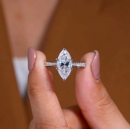 Brilliant Lab Grown Marquise Cut Diamond Ring for Elegant Everyday Glamour Engagement Ring