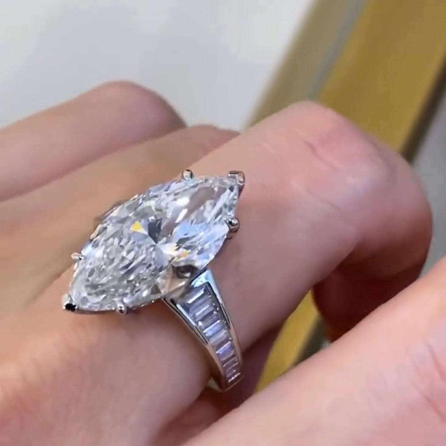 4.00 ct marquise moissanite engagement ring cannel set baguette wedding ring