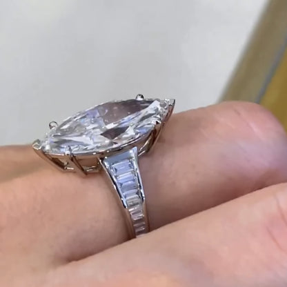 4.00 CT Marquise Moissanite Engagement Ring Cannel Set Baguette Wedding Ring