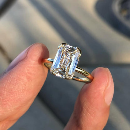 Criss Cut Lab Grown Engagement Ring Gold Antique Diamond Wedding Ring