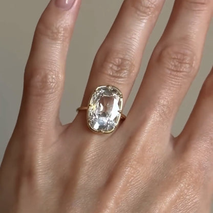 Old Mine Elongated Cushion Moissanite Diamond Ring Vintage Style Engagement Ring Solid Gold Solitaire Ring