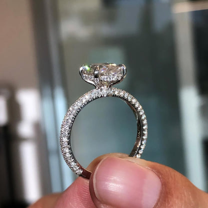 Oval Moissanite Diamond Ring Hidden Halo Oval Engagement Ring  Wedding Rings For Women Anniversary Ring Handmade Ring
