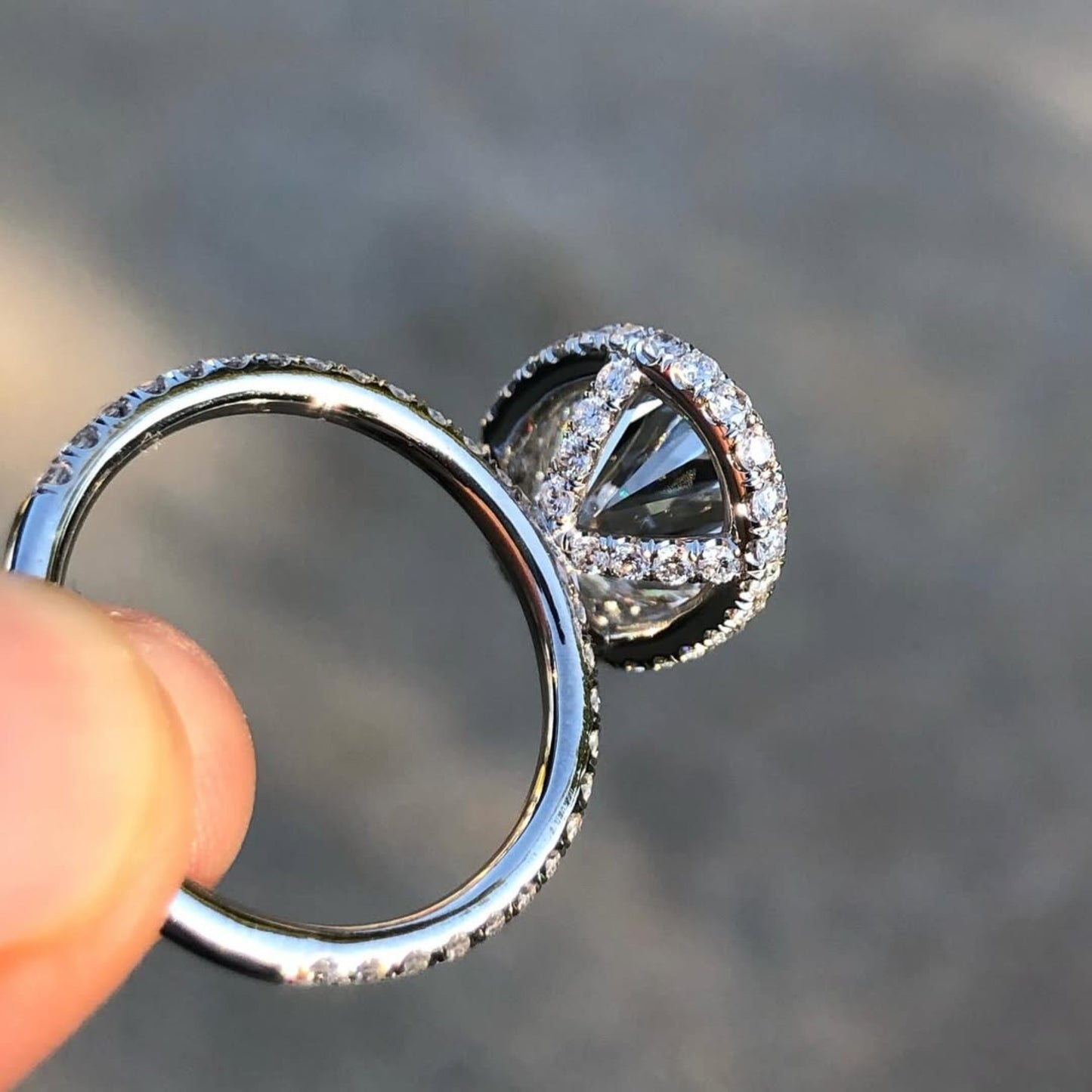 oval cut lab grown ring oval halo set engagement ring  solid white gold hidden halo ring wedding rings for women anniversary ring