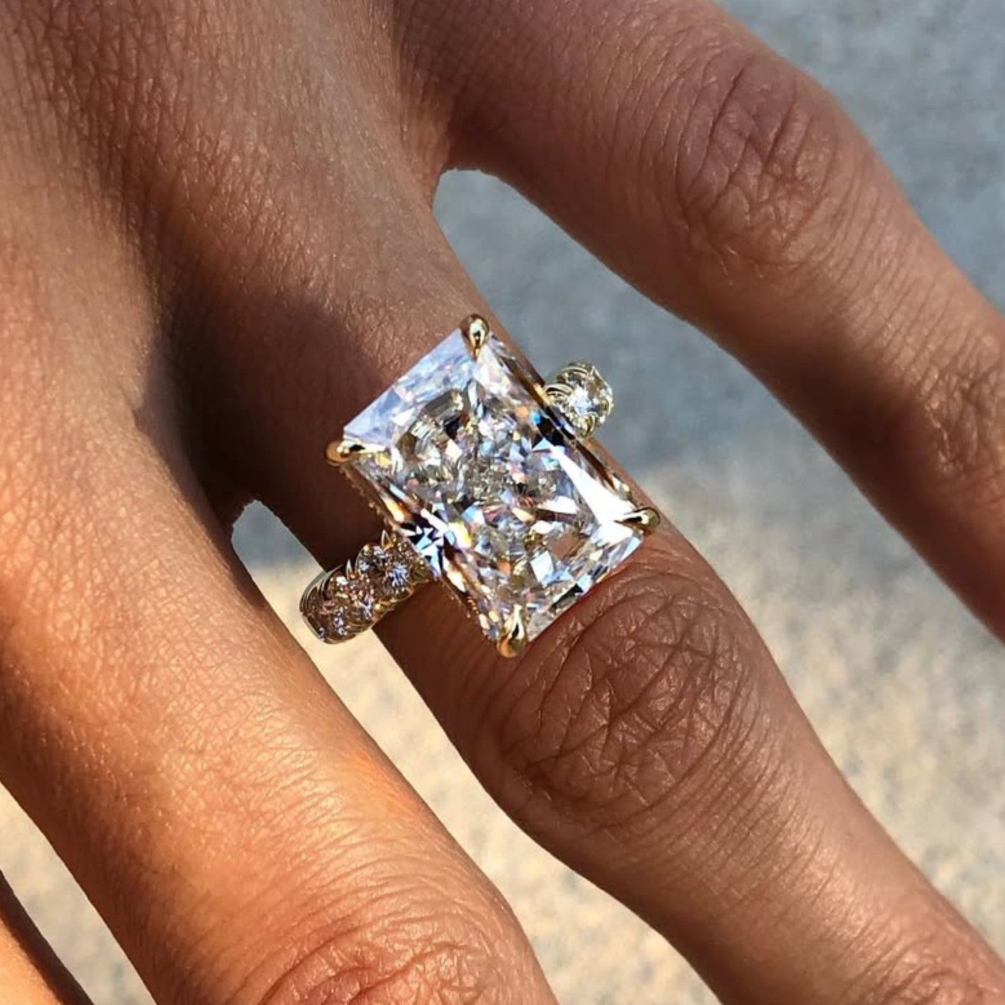 radiant cut lab grown diamond engagement ring
