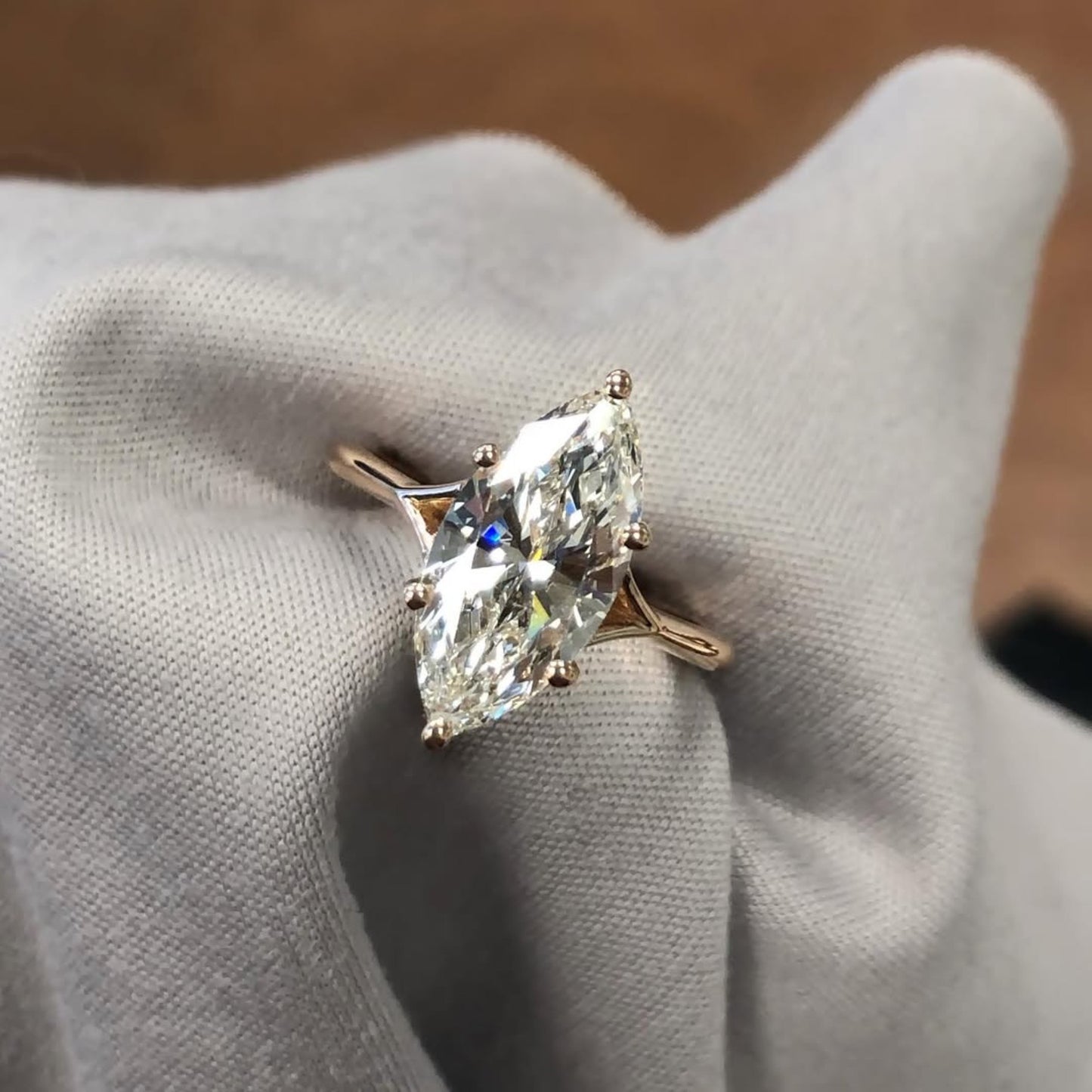 marquise cut lab grown engagement ring split shank ring solid rose gold solitaire ring wedding rings for women anniversary ring