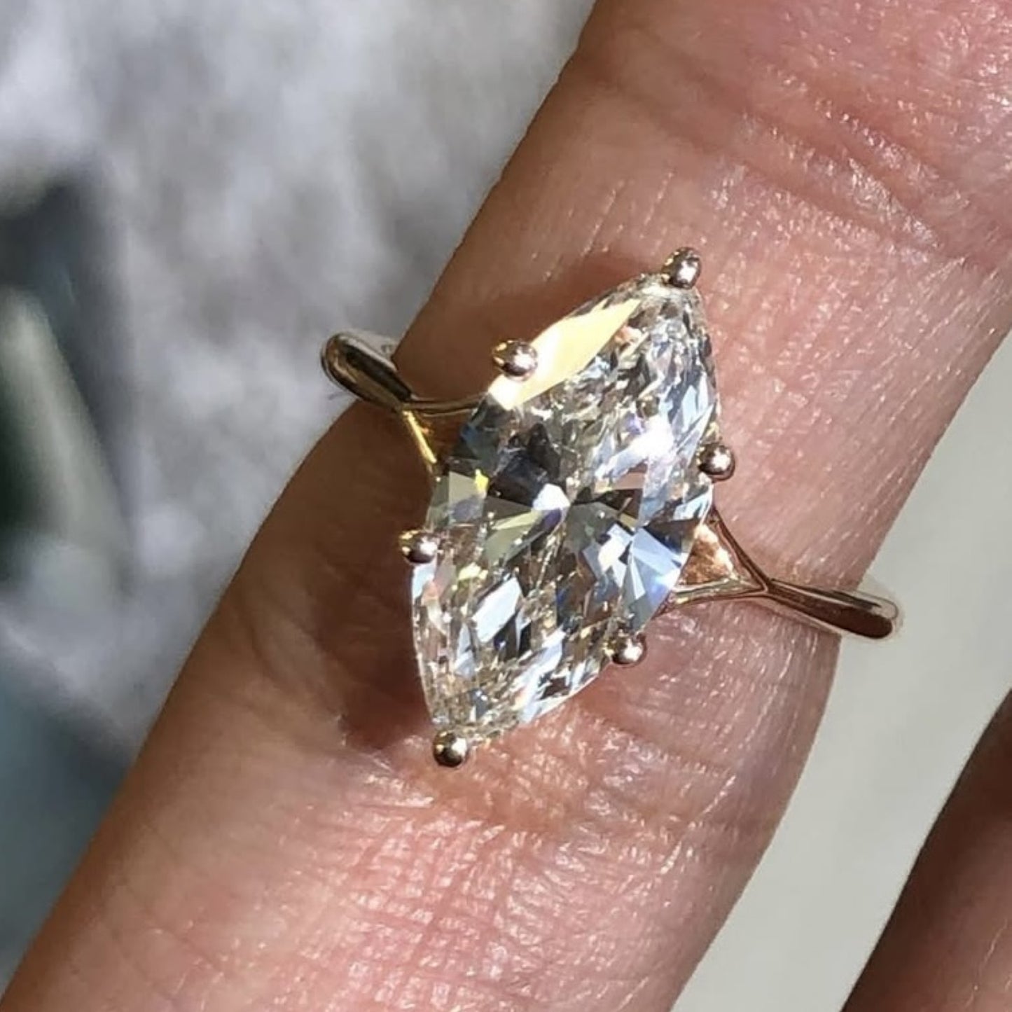 marquise cut lab grown engagement ring split shank ring solid rose gold solitaire ring wedding rings for women anniversary ring