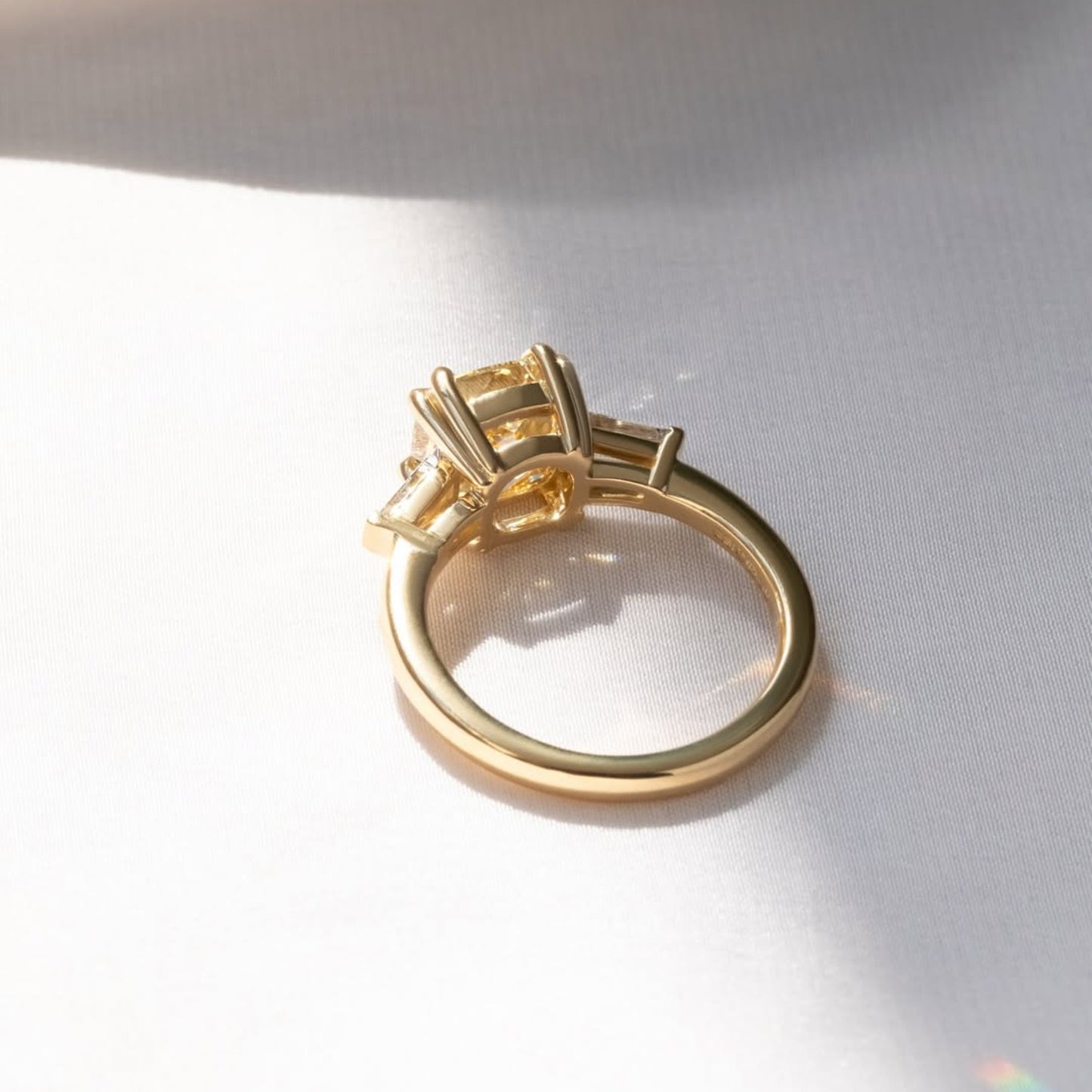 1.00 ct canary yellow cushion cut moissanite ring cushion three stone engagement ring double claw prong gold wedding ring anniversary ring