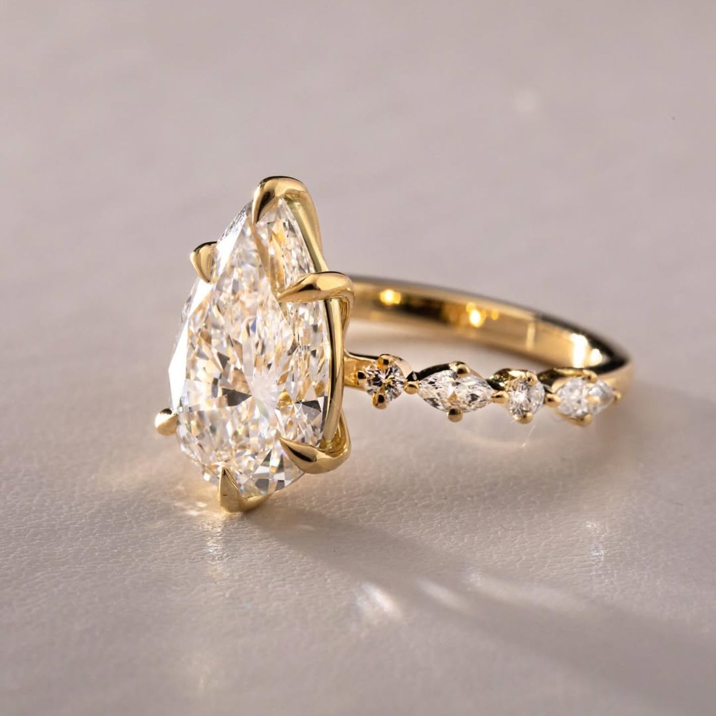 pear cut moissanite engagement ring solid gold wedding ring teardrop ring anniversary rings for women handmade ring promise ring