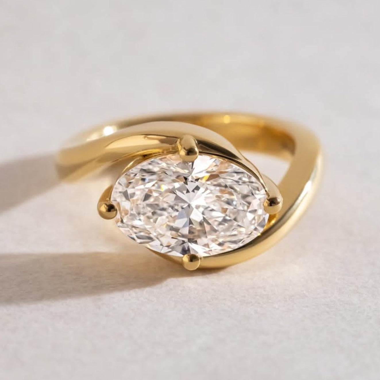 east west oval cut moissanite engagement ring solid gold solitaire ring wedding rings for women horizontal ring anniversary ring