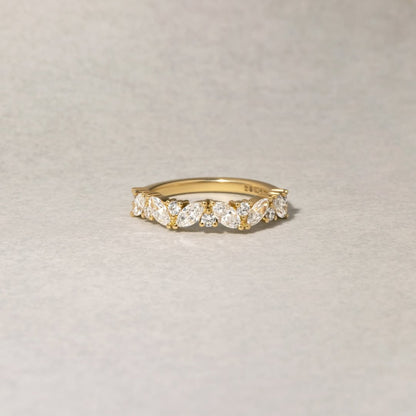 Marquise And Round Cut Moissanite Band Minimalist Wedding Band Gold Matching Band Stackable Band Anniversary Band For Her Promise Band