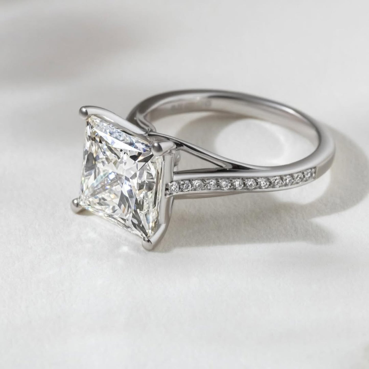 cathedral set  princess cut lab grown engagement ring white gold wedding ring anniversary rings for women handmade promise ring