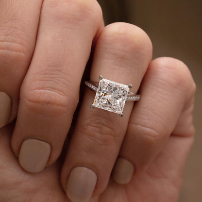 Cathedral Set  Princess Cut Lab grown Engagement Ring White Gold Wedding Ring Anniversary Rings For Women Handmade Promise Ring