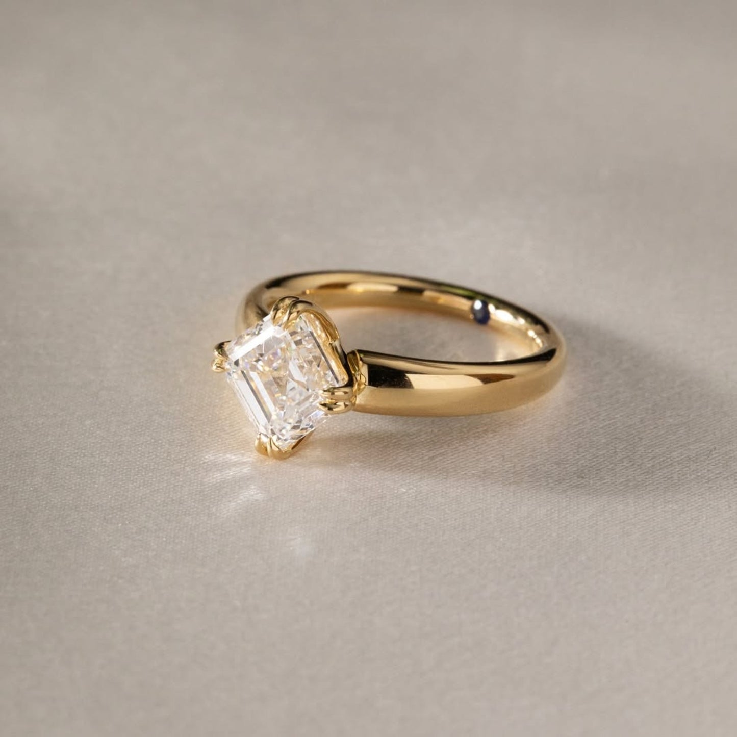 east west asscher cut lab grown engagement ring double claw prong gold solitaire ring horizontal ring wedding ring promise ring