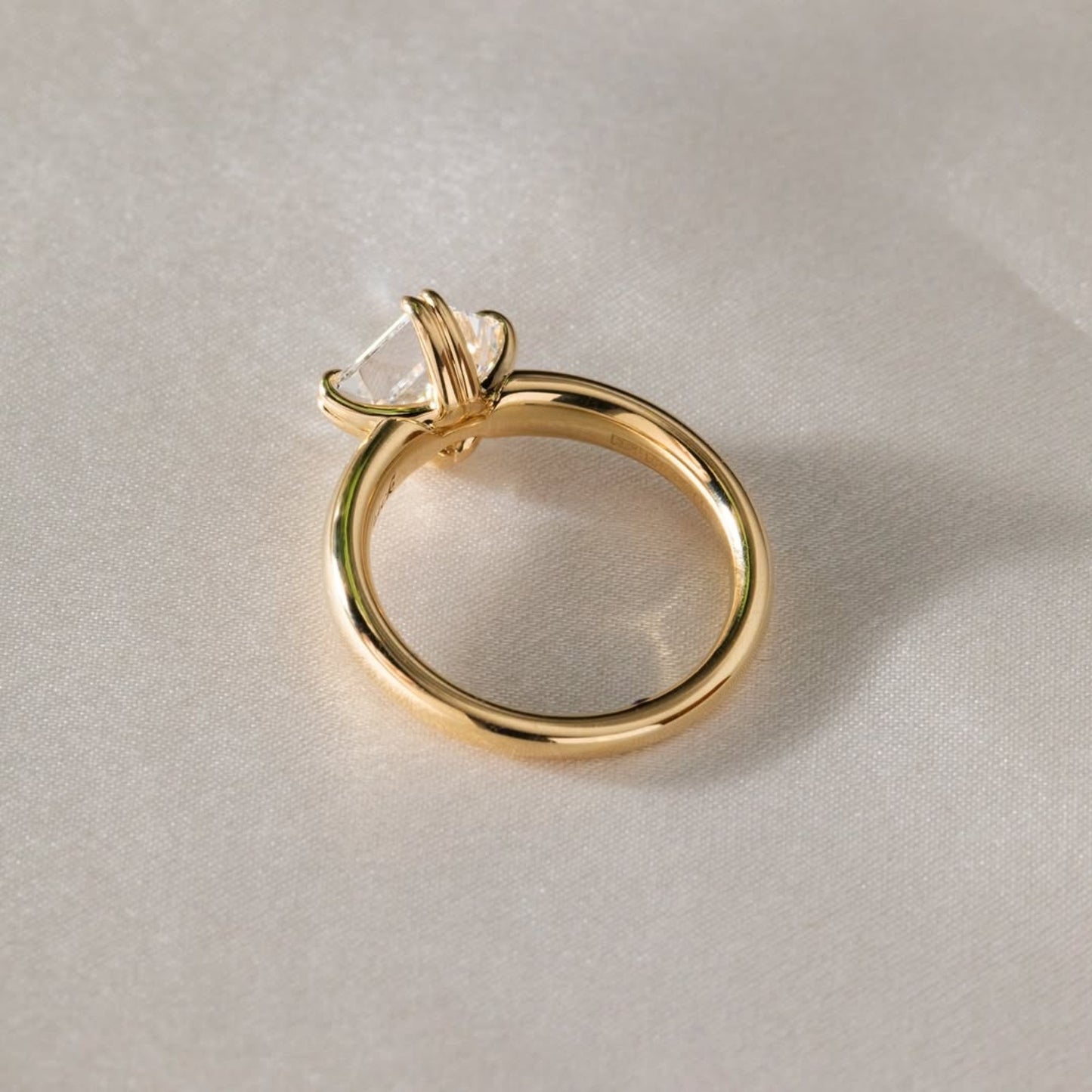 east west asscher cut lab grown engagement ring double claw prong gold solitaire ring horizontal ring wedding ring promise ring