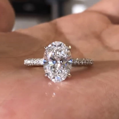 Oval Moissanite Diamond Ring Hidden Halo Oval Engagement Ring  Wedding Rings For Women Anniversary Ring Handmade Ring