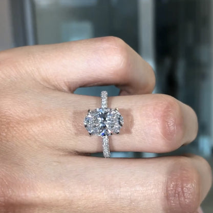 Oval Moissanite Diamond Ring Hidden Halo Oval Engagement Ring  Wedding Rings For Women Anniversary Ring Handmade Ring