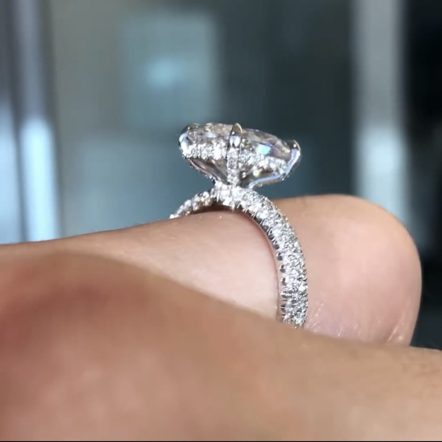 oval moissanite diamond ring hidden halo oval engagement ring  wedding rings for women anniversary ring handmade ring