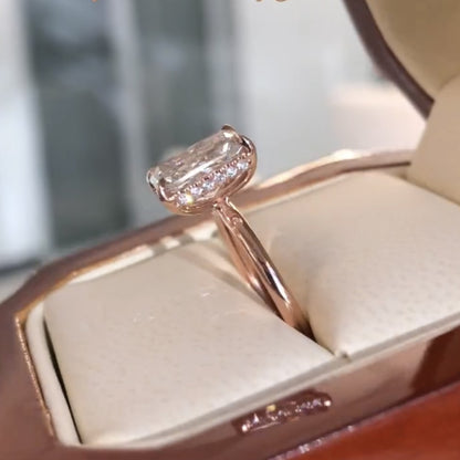 Radiant Cut Moissanite Diamond Solitaire Engagement Ring in Rose Gold