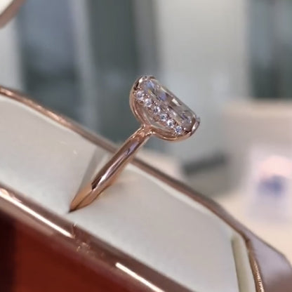 Radiant Cut Moissanite Diamond Solitaire Engagement Ring in Rose Gold