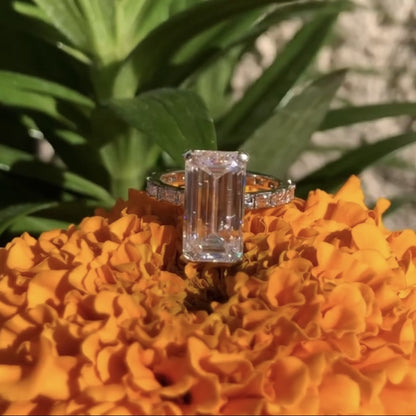 Elongated Emerald Cut Lab Grown Engagement Ring  Solid Gold Solitaire Ring Wedding Ring Anniversary Ring Elongated Diamond Ring