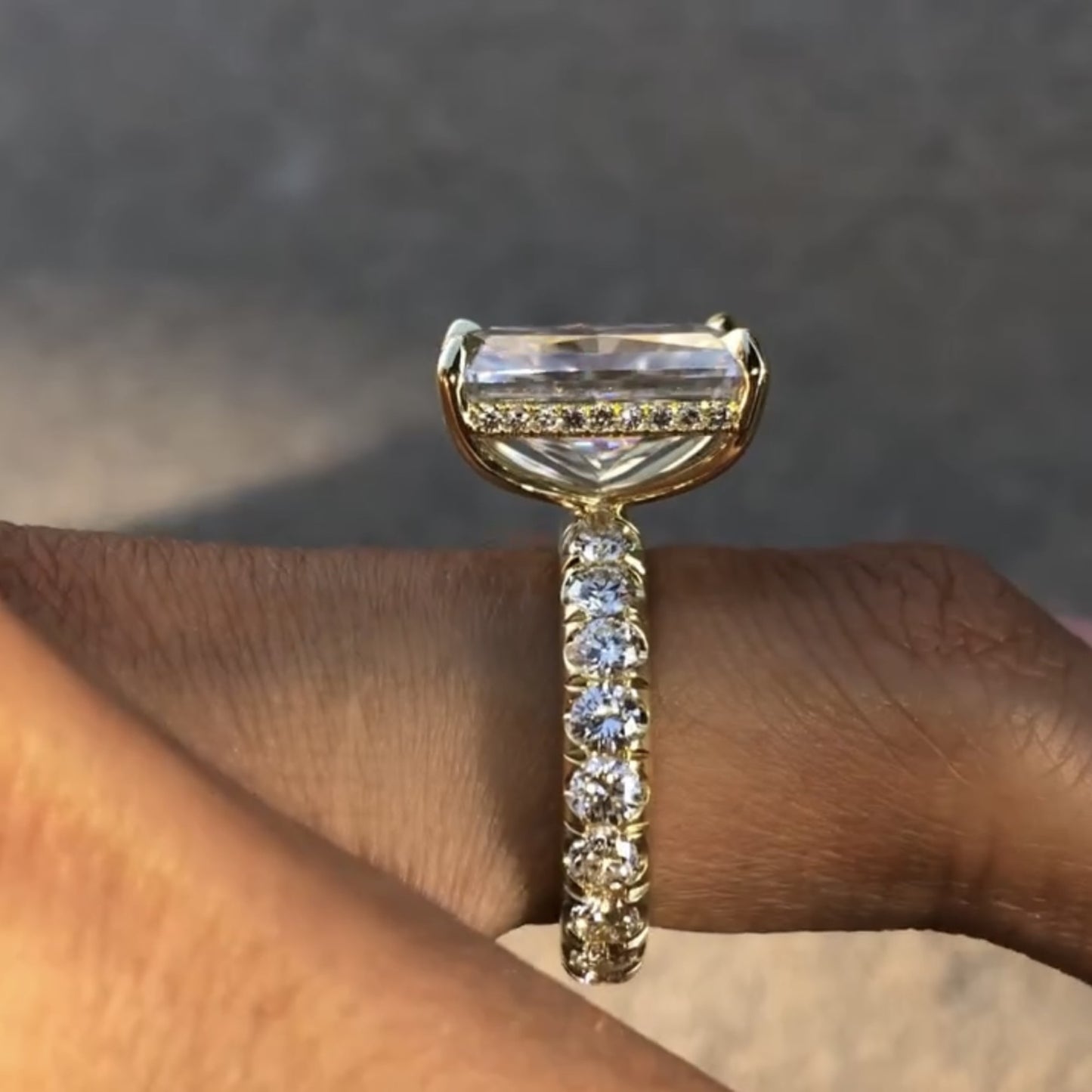 radiant cut lab grown diamond engagement ring