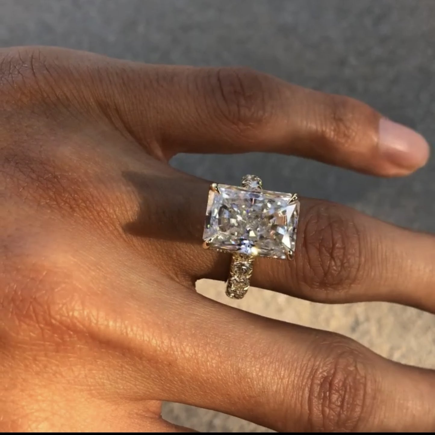 radiant cut lab grown diamond engagement ring