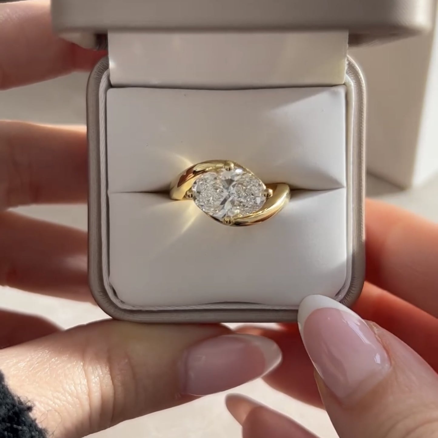 east west oval cut moissanite engagement ring solid gold solitaire ring wedding rings for women horizontal ring anniversary ring