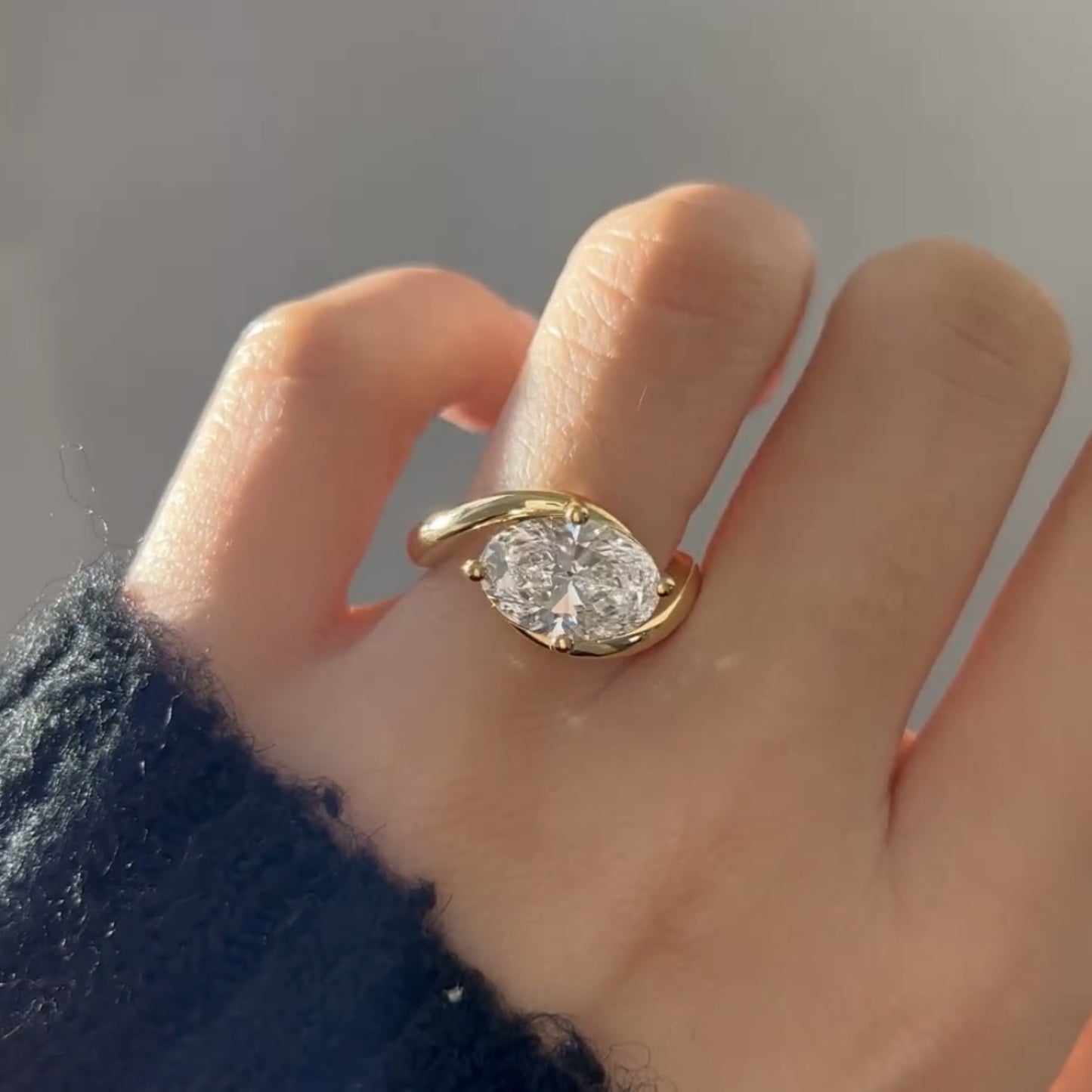 east west oval cut moissanite engagement ring solid gold solitaire ring wedding rings for women horizontal ring anniversary ring