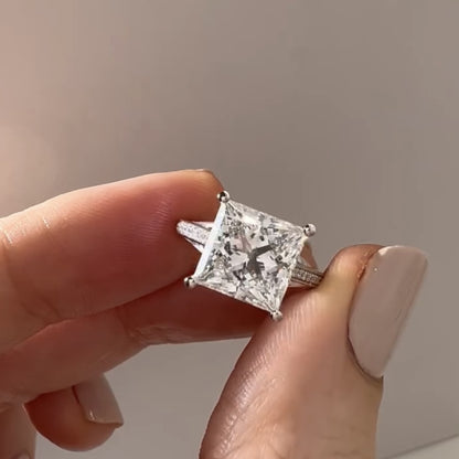 Cathedral Set  Princess Cut Lab grown Engagement Ring White Gold Wedding Ring Anniversary Rings For Women Handmade Promise Ring
