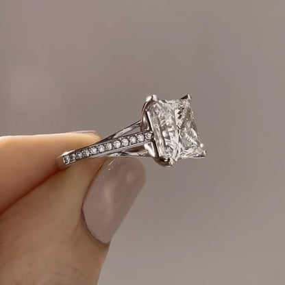 Cathedral Set  Princess Cut Lab grown Engagement Ring White Gold Wedding Ring Anniversary Rings For Women Handmade Promise Ring