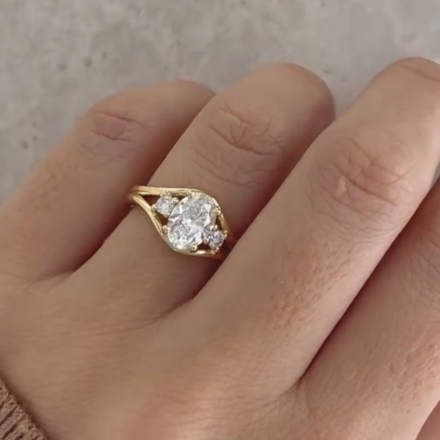 thee stone oval cut lab grown engagement ring gold wedding ring for women past present future ring anniversary ring promise ring