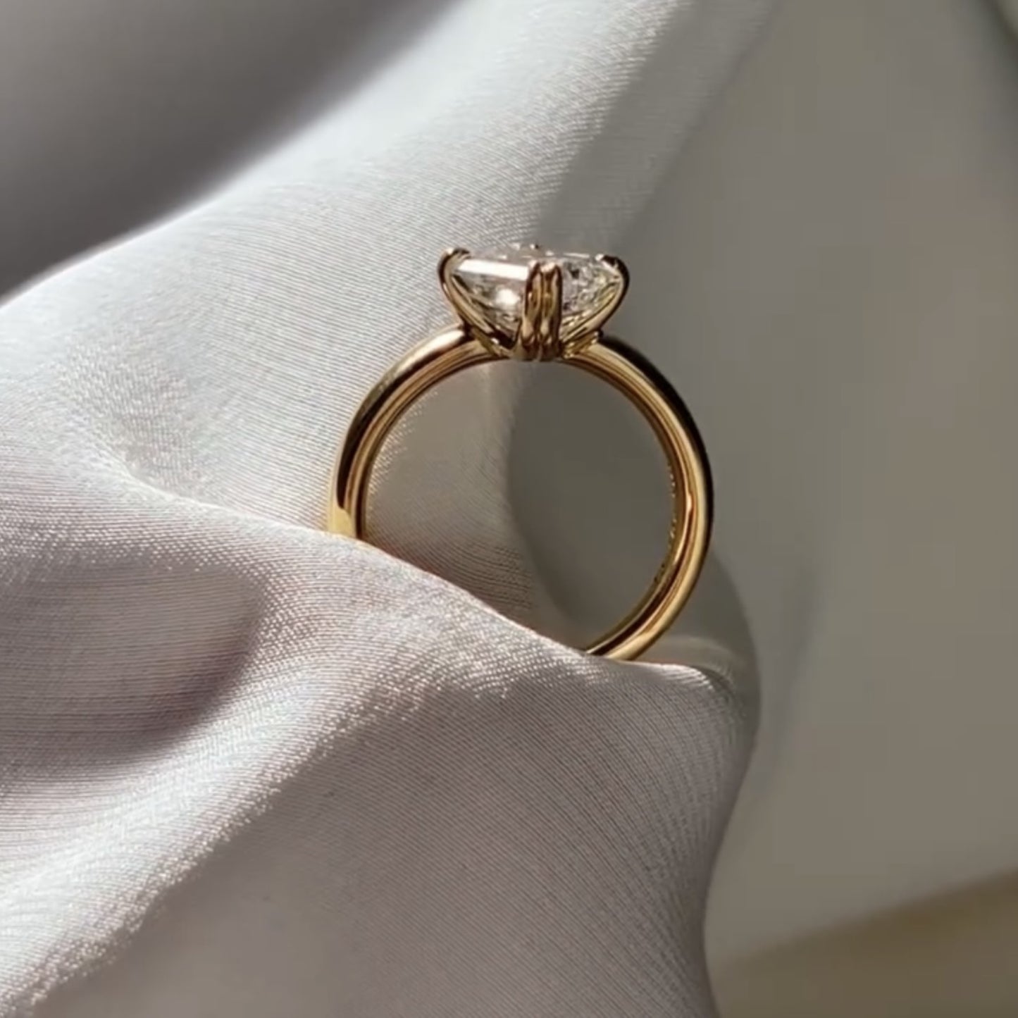 east west asscher cut lab grown engagement ring double claw prong gold solitaire ring horizontal ring wedding ring promise ring