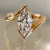 Half Bezel Set Marquise Cut Engagement Ring Bypass Moissanite Ring Solid Gold Wedding Ring Anniversary Rings For Women Promise Ring