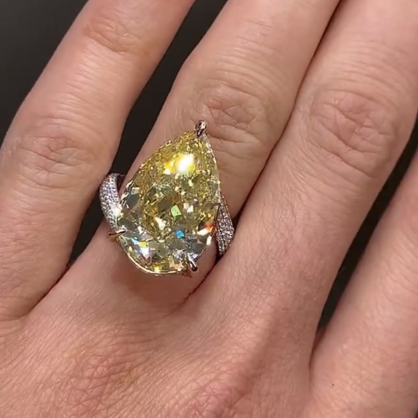 champagne yellow pear cut moissanite engagement ring  wedding ring color stone ring anniversary rings for women teardrop ring