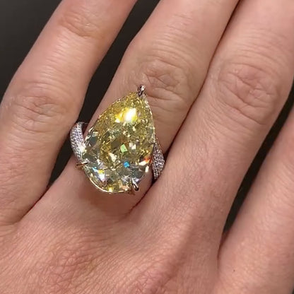 Champagne Yellow Pear Cut Moissanite Engagement Ring  Wedding Ring Color Stone Ring Anniversary Rings For Women Teardrop Ring