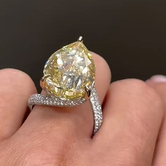 Champagne Yellow Pear Cut Moissanite Engagement Ring  Wedding Ring Color Stone Ring Anniversary Rings For Women Teardrop Ring