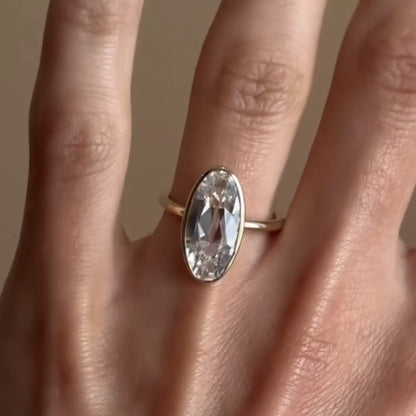 Old Mine Elongated Oval Lab Grown Bezel Set Engagement Ring  Solitaire Ring Wedding Ring Anniversary Ring