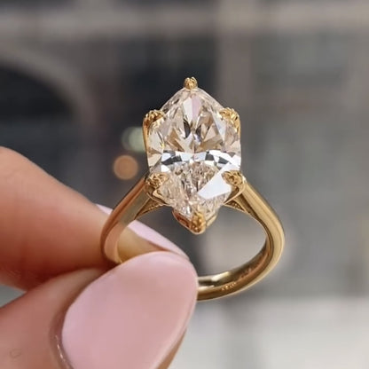 Marquise Cut Tulip Set Moissanite Engagement Ring Solid Gold Solitaire Ring Wedding Rings For Women Anniversary Ring Promise Ring