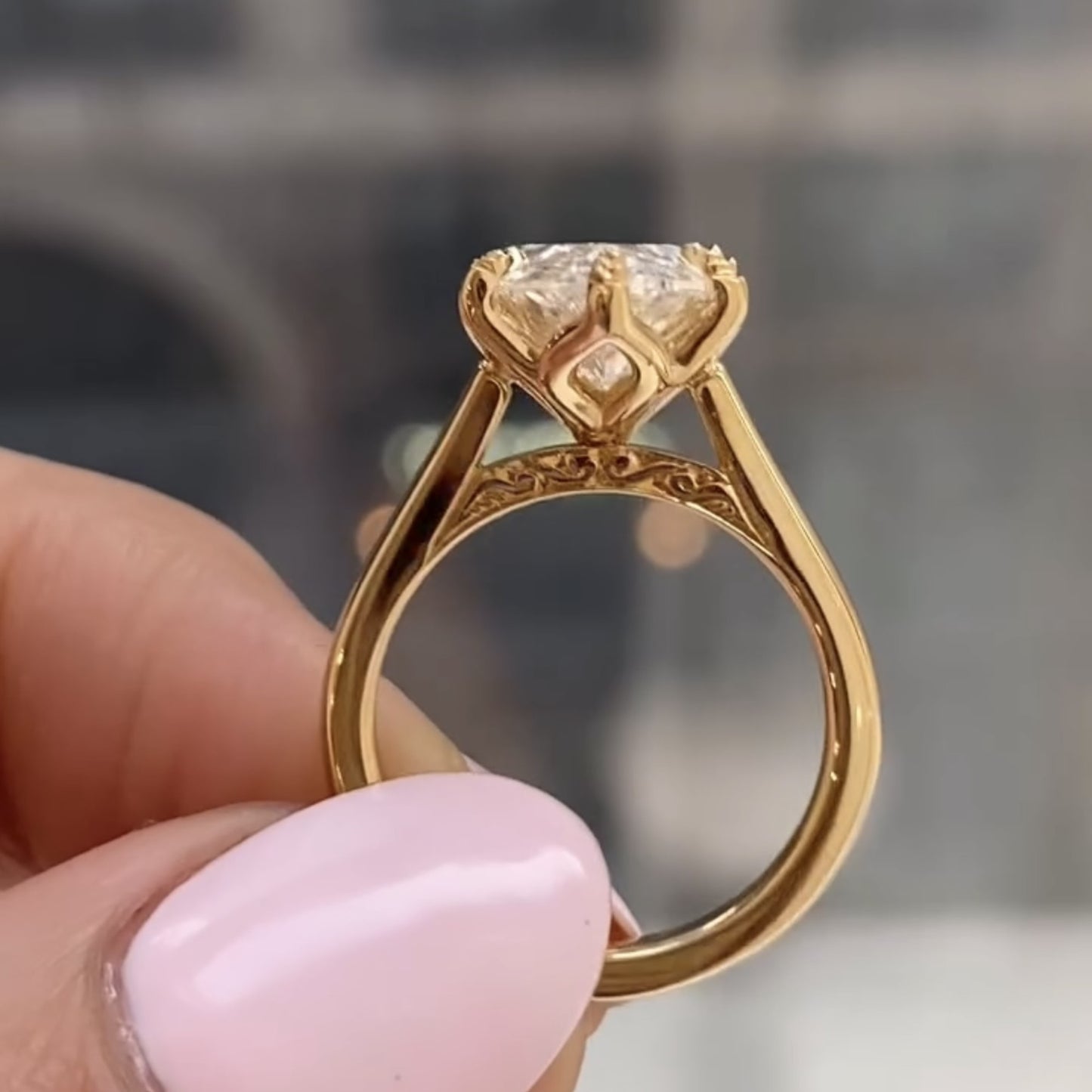 marquise cut tulip set moissanite engagement ring solid gold solitaire ring wedding rings for women anniversary ring promise ring