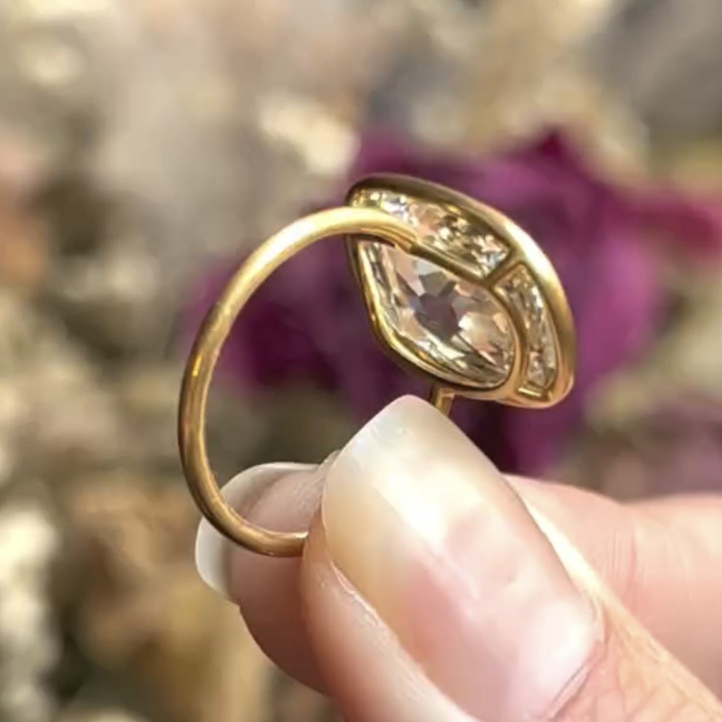 old mine brown elongated cushion engagement ring bezel set moissanite vintage ring wedding ring anniversary ring