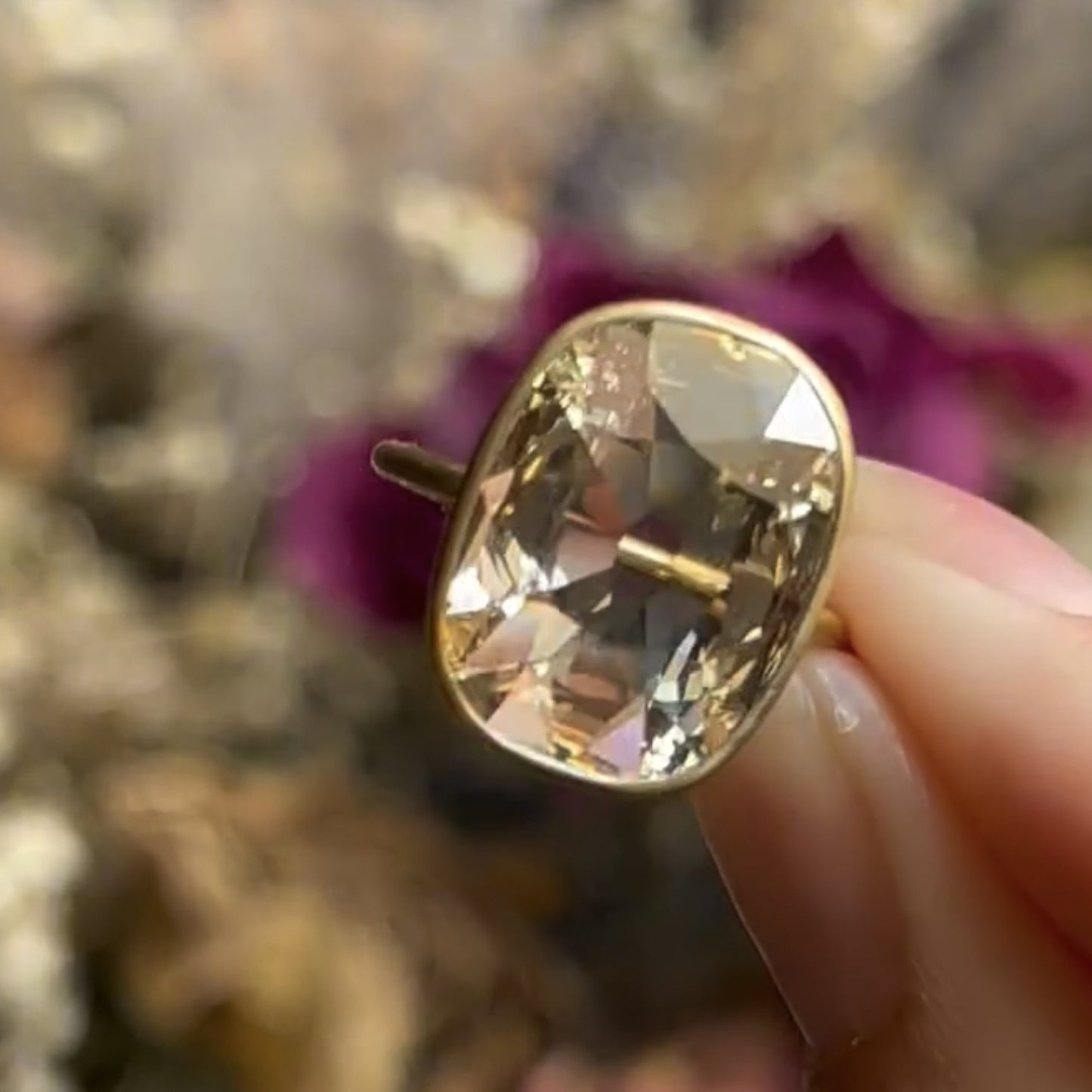 old mine brown elongated cushion engagement ring bezel set moissanite vintage ring wedding ring anniversary ring