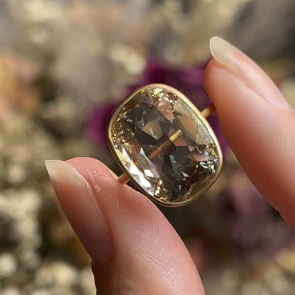 Old Mine Brown Elongated Cushion Engagement Ring Bezel Set Moissanite Vintage Ring Wedding Ring Anniversary Ring